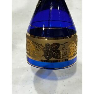 Bohemia Crystal Cobalt Blue Glass Bell Gold Encrusted Grapes Czechoslovakia